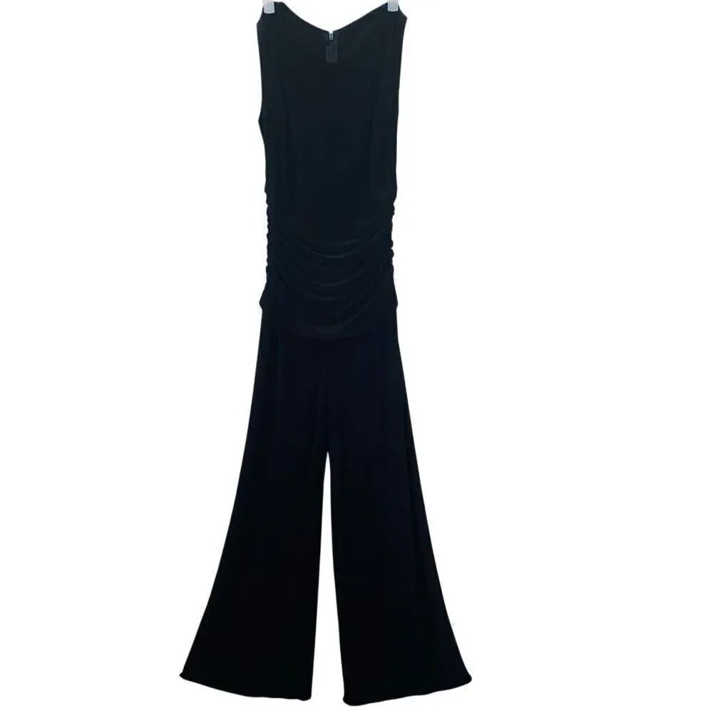Nordstrom Rack Strapless Ruched Flare Wide Leg Jumpsuit Black Size Small